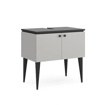Abbildung von Vicco Waschbeckenunterschrank Gerta, Grau/Schwarz, 80 x 79 cm mit Türen
