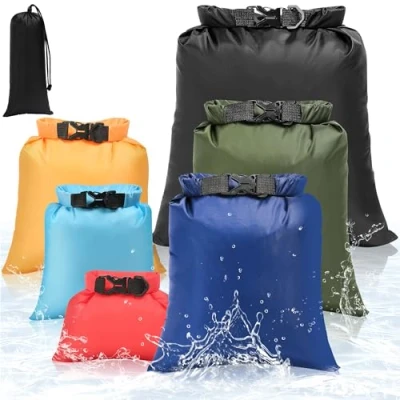 Abbildung von KUOGAS 6 teiliges Set wasserdichter Taschen (Dry Bag Set) 1,5L, 2,5L, 3L, 3,5L, 5L, 8L wasserdichte Beutel &amp; Packsäcke Perfekt für Outdoor, Wassersport Camping Ultraleicht Robust