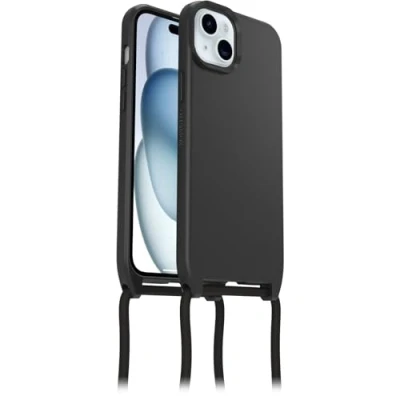 Abbildung von OtterBox React Necklace Hülle mit MagSafe für iPhone 15 Plus / 14 Plus, ultraschlanke, schützende verstellbarer und abnehmbarer Handykette, Getestet nach Militärstandard, Schwarz