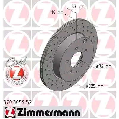 Abbildung von ZIMMERMANN SPORT COAT Z 370.3059.52 Bremsscheibe 325 18 7/5 5 114 innenbelüftet, gelocht beschichtet MAZDA: CX 7, 9