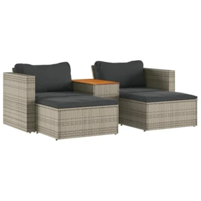 Abbildung von vidaXL Loungesofa 5 tlg. Garten Sofagarnitur mit Kissen Grau Poly Rattan Akazie, 1 Teile