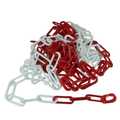 Abbildung von Dörner + Helmer Absperrkette, 6mm Dicke, 5m Länge, PE Kunststoff, Absperrung, Polybeutel, Langgliedrig, Rot/Weiß