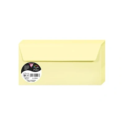 Abbildung von Clairefontaine 120022C Packung mit 50 Umschlägen Pollen, selbstklebend, Format DL 11x22cm, 120g, Kanariengelb, 1 Pack