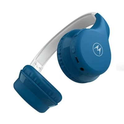 Abbildung von Motorola Sound Moto JR300 Bluetooth Kinderkopfhorer mit Lautstärkebegrenzung und Audio Splitter Blau/Grau