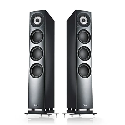 Abbildung von Teufel DEFINION 3 HiFi Standautsprecher Paar High End Stereo Lautsprecher in Wege Technologie mit präziser Wiedergabe und sauberem Bass, Dynamik definiertem Tiefbass anthrazit