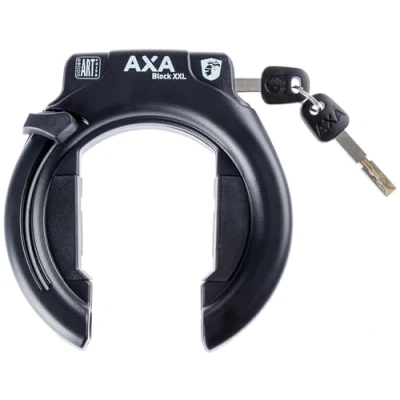 Abbildung von Axa Unisex Erwachsene Block XXL Rahmen und Akkuschloss Set, schwarz, Einheitsgröße