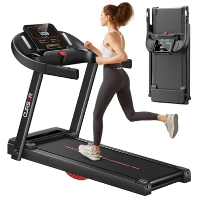 Abbildung von CURSOR FITNESS Laufband Für Zuhause Klappbar 14KM/H,Laufbänder mit Herzfrequenzmonitor, APP und Aufgerüsteter leiser Motor, Treadmill for Home 12 Trainingsprogrammen,Max Belastung 136KG