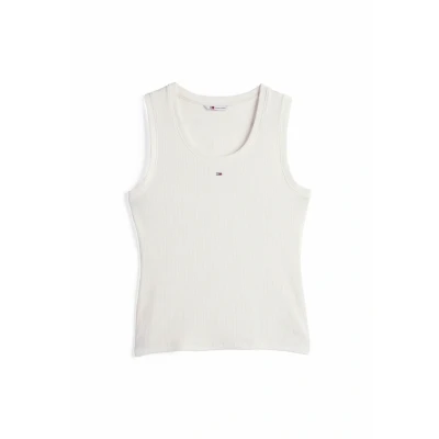 Abbildung von Tommy Jeans Damen Tank Top Essential Rib Slim Fit, Weiß (Ecru), 4XL