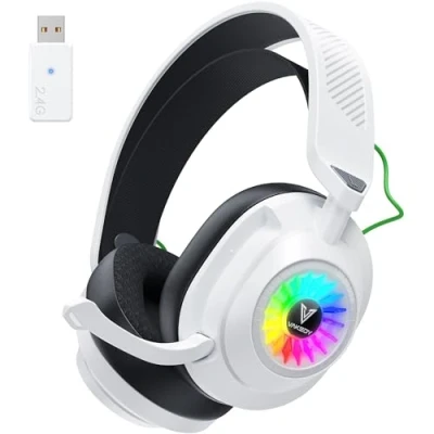 Abbildung von Vakedy HW10 Gaming Headset Wireless für PS5,PC,PS4,Mac,Switch, 2,4GHz USB Headset,BluetoothGaming mit Mikrofon (Weiß)
