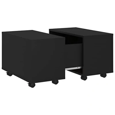Abbildung von vidaXL Couchtisch Ausziehbar Beistelltisch Wohnzimmertisch Kaffeetisch Sofatisch Teetisch Tisch Wohnzimmer Schwarz 60x60x38cm Holzwerkstoff