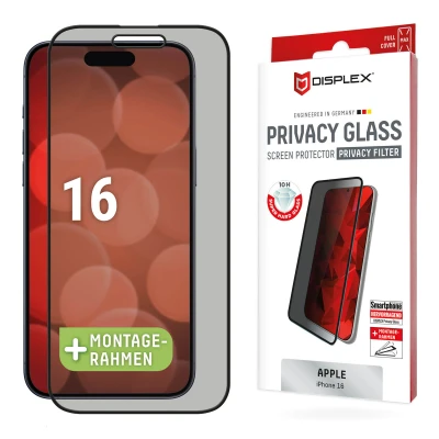 Abbildung von DISPLEX Privacy Full Cover Panzerglas (10H) für Apple iPhone 16