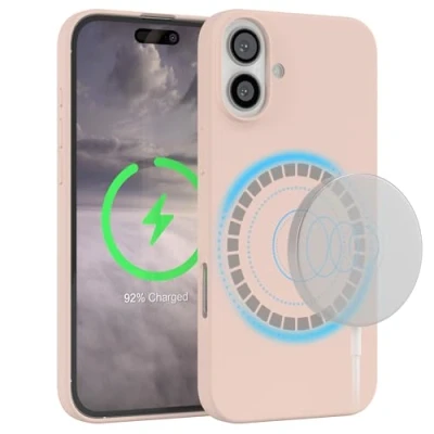 Abbildung von EAZY Case Silikonhülle für iPhone 16 Plus Hülle mit Qi Charging Silikon Schwarz weich stoßfeste Handyhülle Schutzhülle Kameraschutz Schutz Cover TPU Phone Bumper Rosa Braun