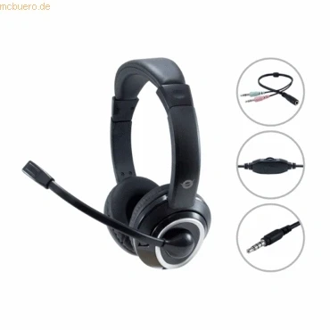 Abbildung von Conceptronic POLONA02BA Headset Klinke Kabel, Mikro, Lautstärkenregler. Stereo Y K schwarz