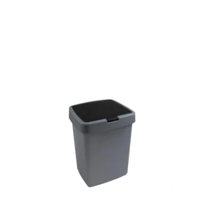 Abbildung von SUNWARE Delta Mülleimer mit Klappdeckel Montagering 10 L 25 x 22 32,5 cm metallic / schwarz
