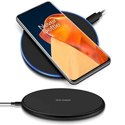 Abbildung von QI Wireless Ladestation kompatibel für OnePlus 9 Pro / Kabellos Charger Induktives Universal Schnellladegerät, Farben:Schwarz