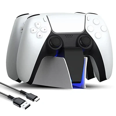 Abbildung von PS5 Controller Ladestation,PS5 Dual Sense 2.5 Std Schnelllade mit LED Ladestatusanzeige,Unterstützt Zwei Griffe zum gleichzeitigen Aufladen