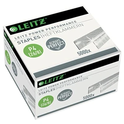 Abbildung von Leitz Power Performance Heftklammern P4 (26/8), Verzinkt, Box mit 5000 Heftklammern, 55590000