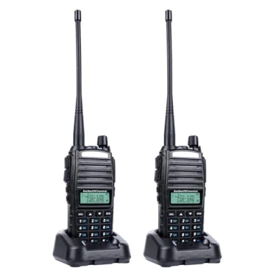 Abbildung von RKK Talkie Walkie UV 82 Lizenzfrei PMR446 16 Kanäle Funkgeräte, Funkgeräte Reichweite 1 5 km, CTCSS/DCS Sprechfunkgerät mit Ladestation und Headset (2 Stück)