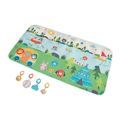 Abbildung von Fisher Price GXR53 große Campingabenteuer Spieldecke, ca. 152 m Spieldecke für Neugeborene und Babys, Babyspielzeug ab der Geburt