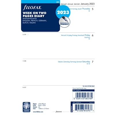 Abbildung von Filofax A5 1 Woche auf 2 Seiten 4x4Sp.(mehrsprachig)2023
