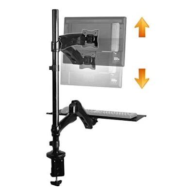 Abbildung von RICOO Monitorhalterung mit Tastatur Ablage Monitor Halterung Tisch Workstation für 13 27 Zoll VESA Tischhalterung TS1211 Monitorarm Bildschirmhalterung Bildschirm Halter Arme Computermonitore