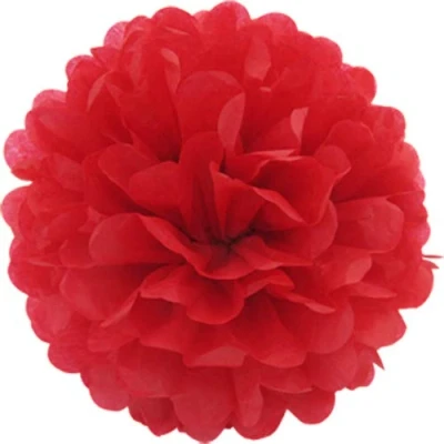 Abbildung von Creativery 10 Papier Pompon 20cm Set (rot 250) // Pompom Bommel Kugel Seidenpapier Blumen Deko Hängedeko Raumdeko