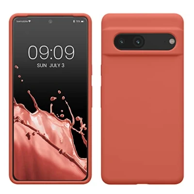 Abbildung von kwmobile Hülle kompatibel mit Google Pixel 7 Silikon Handy Case Handyhülle weiche Oberfläche kabelloses Laden Soft Blush