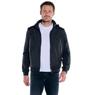 Abbildung von engbers Herren Baumwoll Jacke mit Kapuze, 37316, Saphirblau in Größe XL