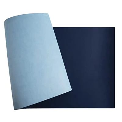 Abbildung von Exacompta 29164E Flexible Schreibunterlage Home Office, aus zweifarbigem Kunstleder (Polyurethan), weich und widerstandsfähig, 43 x 90 cm, marine /himmelfarben