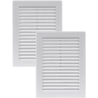 Abbildung von Vent Systems 150x200 mm 2 Stück Weiße Lüftungsabdeckung flache, rechteckig Lüftungsschlitze Integrierter Insektenschutz HVAC Lüftungsöffnungen für Badezimmer, Heimbüro
