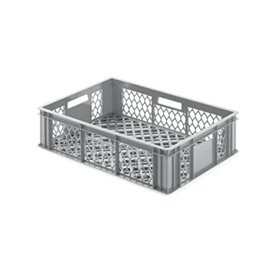 Abbildung von ALUTEC Kunststoffbehälter geschlossen (Inhalt 33 l, Außenmaße (LxBxH) 570 x 370 155 mm, stapelbar, lebensmittelecht, kälte und hitzebeständig von 40 bis +80C, Aufbewahrungskiste) 05055