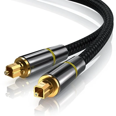 Abbildung von CSL 0,5m HQ Platinum Toslink optisch digital Kabel S PDIF Audio Aluminium Stecker vergoldete Kontakte Nylonummantelt LWL Lichtwellenleiter Home Entertainment HiFi TV