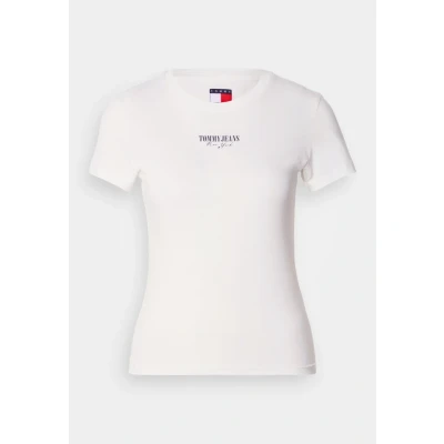Abbildung von Tommy Jeans SLIM Essential LOGO TEE Tshirt basic, Damen, Größe: 32, Ecru