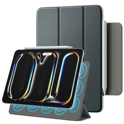 Abbildung von TiMOVO Magnetisch Hülle Kompatibel mit iPad Pro 11 Zoll (M4) 2024, Ultradünn Smart Hülle, Stark Trifold Ständer Schutzhülle für Zoll, Auto Schlaf/Aufwach, Space Grau
