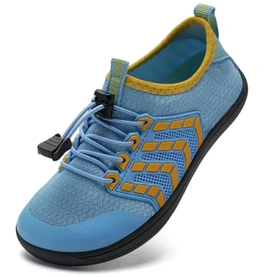 Abbildung von IceUnicorn Barfussschuhe Kinder Breite Badeschuhe Junge Mädchen Strandschuhe Aquaschuhe Barfußschuhe rutschfest Wasserschuhe(Blau, 24EU Weit)