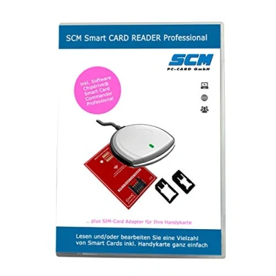 Abbildung von SCM Smart Card Reader Professional Kartenleser Plus Software zum Lesen diverser Cards/Handy SIM Leser inkl. Adpater Mini Micro Nano
