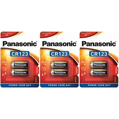 Abbildung von Set mit 3 Blisterpackungen, 2 Lithium Batterien CR123A / CR17345, Original Panas.