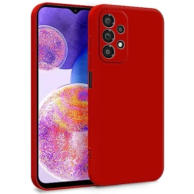 Abbildung von MyGadget Hülle für Samsung Galaxy A23 5G Zweilagige Handyhülle mit Kameraschutz Cover Innenfutter &amp; Silikon außen Rot