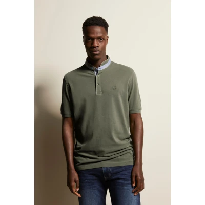 Abbildung von bugatti MIT Stehkragen Tshirt basic, Herren, Größe: Large, Khaki