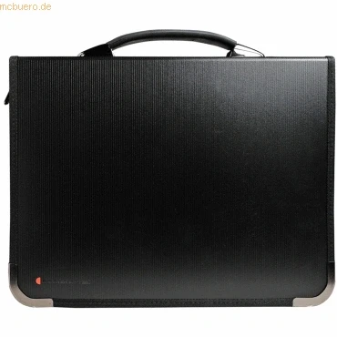 Abbildung von Clairefontaine BPCJ1A4BKZ Goldline Präsentationsmappe (Reißverschluß, 4 Ringen, Griff, robust, Metallecken, für 25 Hüllen, DIN A4, 21 x 29,7 cm) schwarz