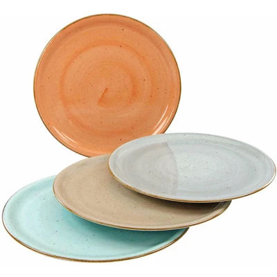 Abbildung von CreaTable Pizzateller &quot;Essteller VINTAGE NATURE&quot;, (Set, 4 St.), Teller Set für Personen, Porzellan