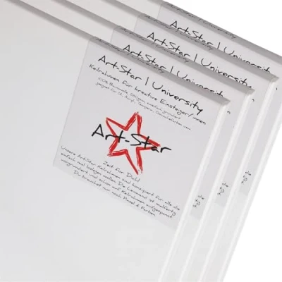 Abbildung von Art Star 4X University Keilrahmen 50x50 cm Leinwände auf Leinwandtuch vorgrundiert, malfertige bespannte quadratische mit Leinwand zum malen