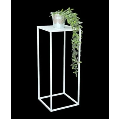 Abbildung von DanDiBo Blumenhocker Metall Weiß Eckig 50 70 cm Blumenständer Beistelltisch 96482 Blumensäule Modern Pflanzenständer Pflanzenhocker (70 cm)