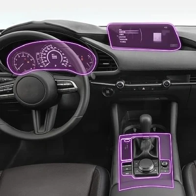 Abbildung von LAVIYE Auto Interieur Film Dashboard Klavierbrett Konsole Anti Kratz transparente TPU Folie, für Mazda 3 Axela 2018 2023