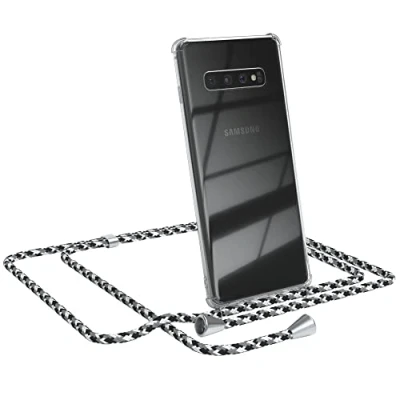 Abbildung von EAZY CASE Handykette kompatibel mit Samsung Galaxy S10 Plus Handyhülle Umhängeband, Handykordel Schutzhülle, Silikonhülle, Hülle Band, Stylische Kette für Smartphone, Schwarz Camouflage