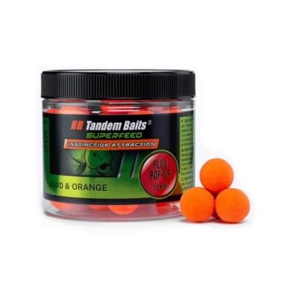 Abbildung von Tandem Baits Karpfen Futter Angelfutter Pop Ups Boilies Zig Rig Chod SuperFeed Fluo Up 16 mm 70 g Tintenfisch Orange
