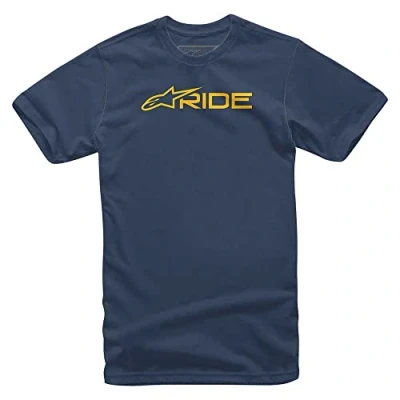 Abbildung von Alpinestars Ride 3.0 Tee T Shirt für Herren Sportlicher Kurzarmshirt Marineblau/Gold Größe XXL