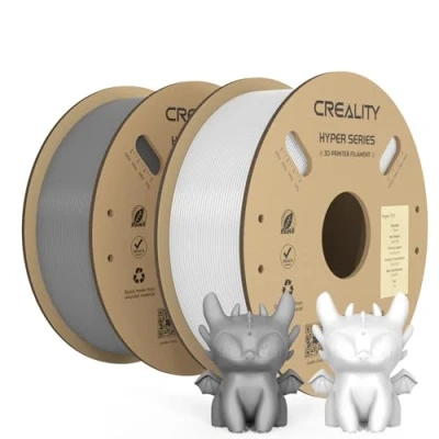Abbildung von Creality Official Hyper PLA Filament Weiß+Grau 2KG, 3D Drucker für Hochgeschwindigkeitsdruck, langlebig und widerstandsfähig, glatt, Überhang Leistung Maßgenauigkeit +/ 0.03mm, 2 Rollen