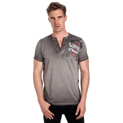 Abbildung von Rusty Neal T Shirt, mit modischer Knopfleiste