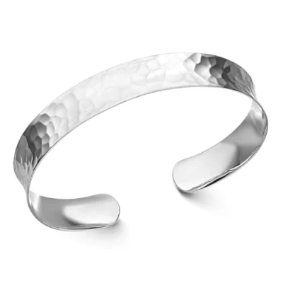 Abbildung von Materia Armreif Damen Silber offen gehämmert SA 18, 925 Sterling Silber, rhodiniert